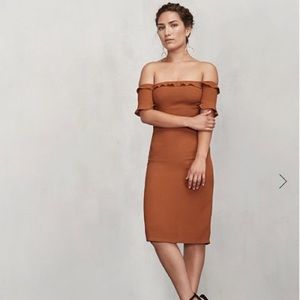 NWT Reformation Antonia Dress 0P in Cognac